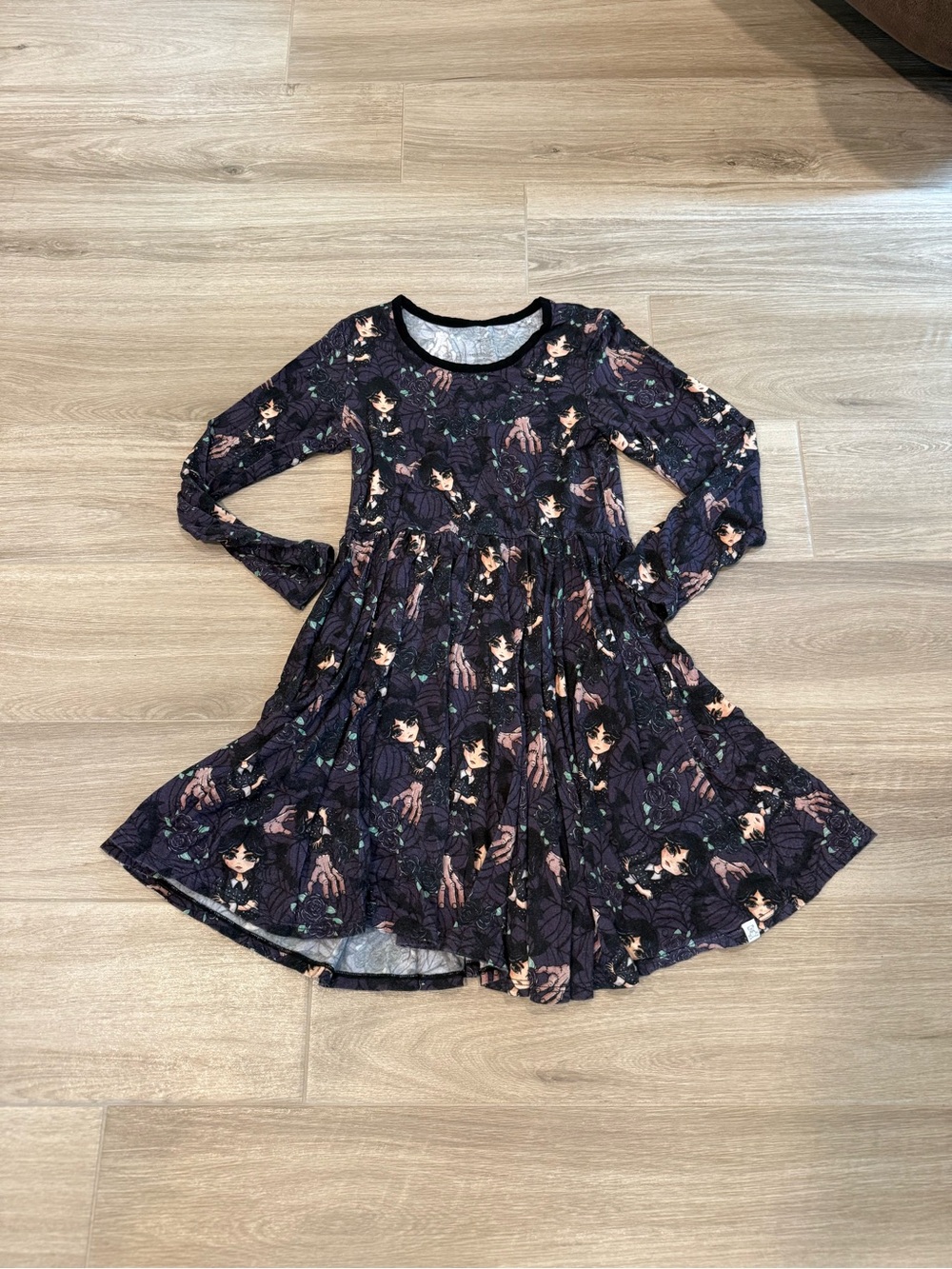 Size 8 Charlie’s project Girls' Black Long-Sleeve Printed Twirl Dress